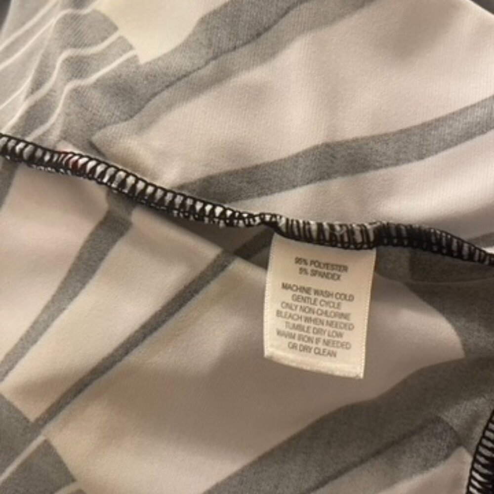 WHITE HOUSE BLACK MARKET Geo Abstract Beige Black Sexy Jersey Dress Size XS Y2K - Picture 8 of 8